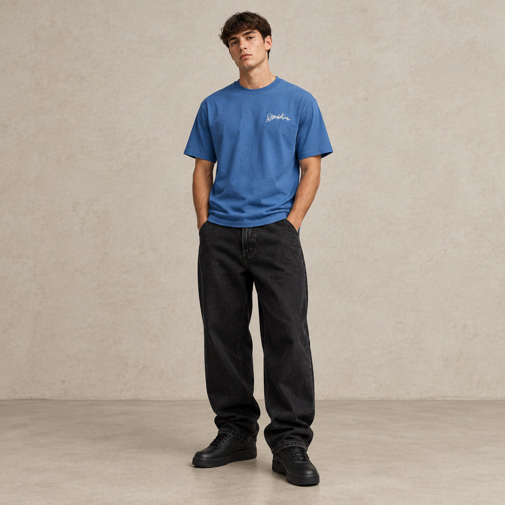 THE POP SIGNATURE TEE 180 // bright blue & beige