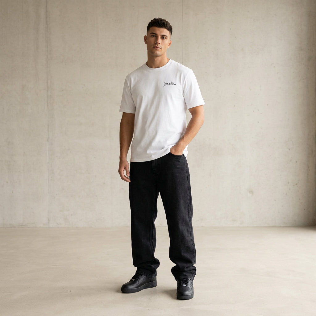 THE POP SIGNATURE TEE 180 // off white & anthracite