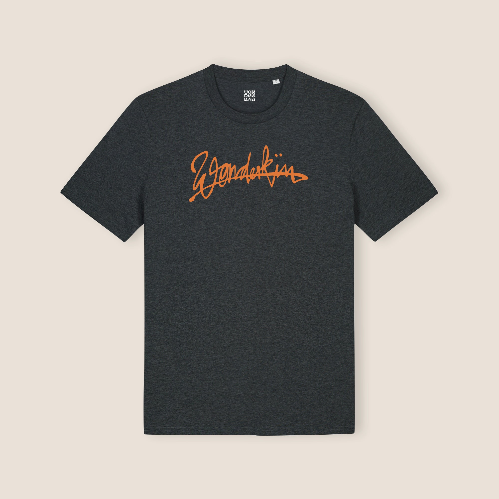 THE POP SIGNATURE TEE 180 // dark heather grey & orange