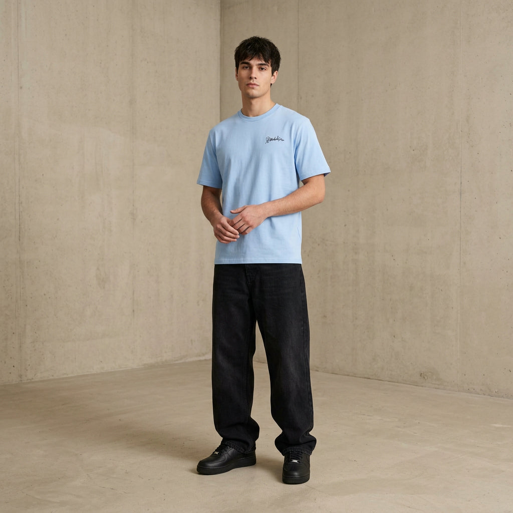 THE POP SIGNATURE TEE 180 // light blue & anthracite