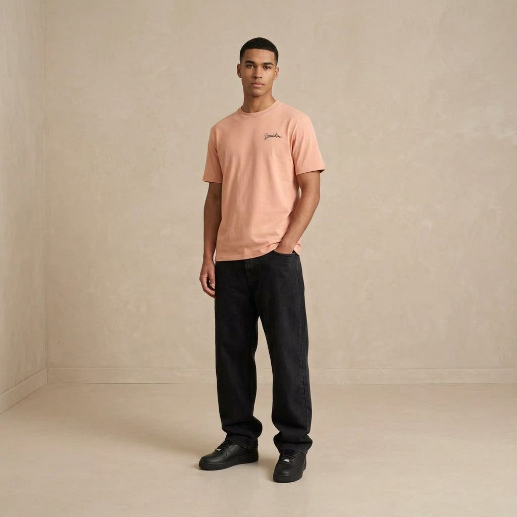 THE POP SIGNATURE TEE 180 // peach & anthracite