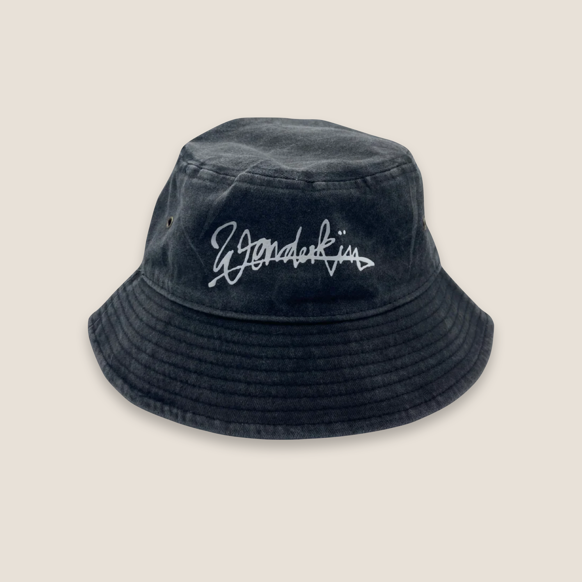 THE POP VINTAGE BUCKET HAT // grey & white