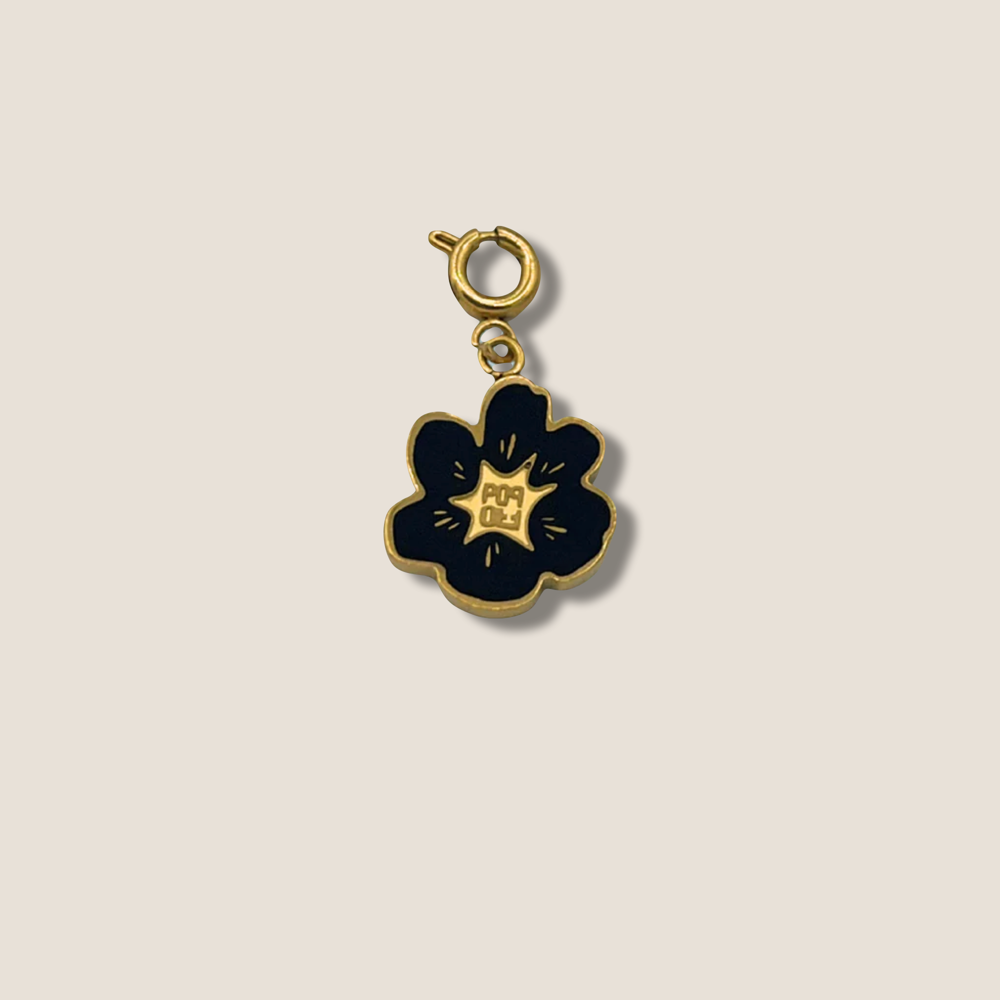THE POP BLOOM // Gold plated & Black Enamel