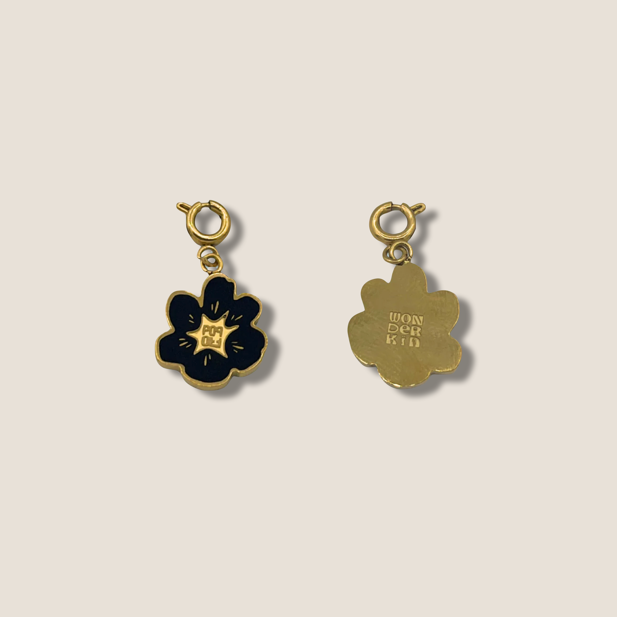 THE POP BLOOM // Gold plated & Black Enamel