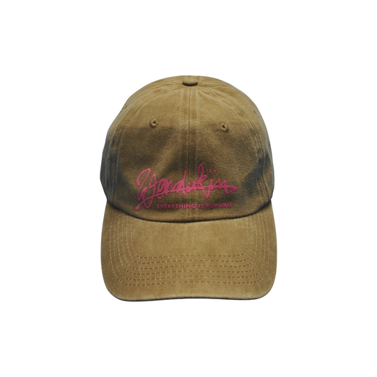 THE POP VINTAGE STREET LOGO CAP // khaki & pink