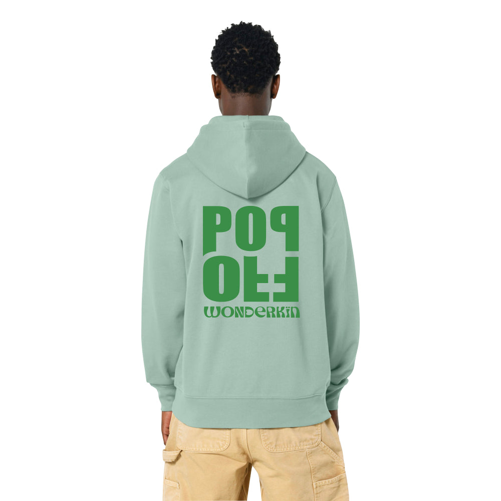 THE POP ZIP HOODIE 350 // aloe with green