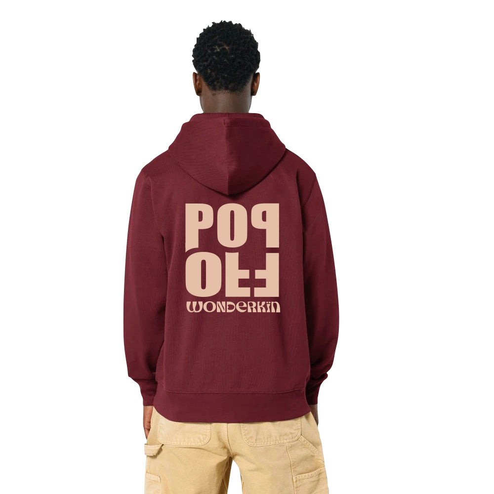 THE POP ZIP HOODIE 350 // burgundy with beige