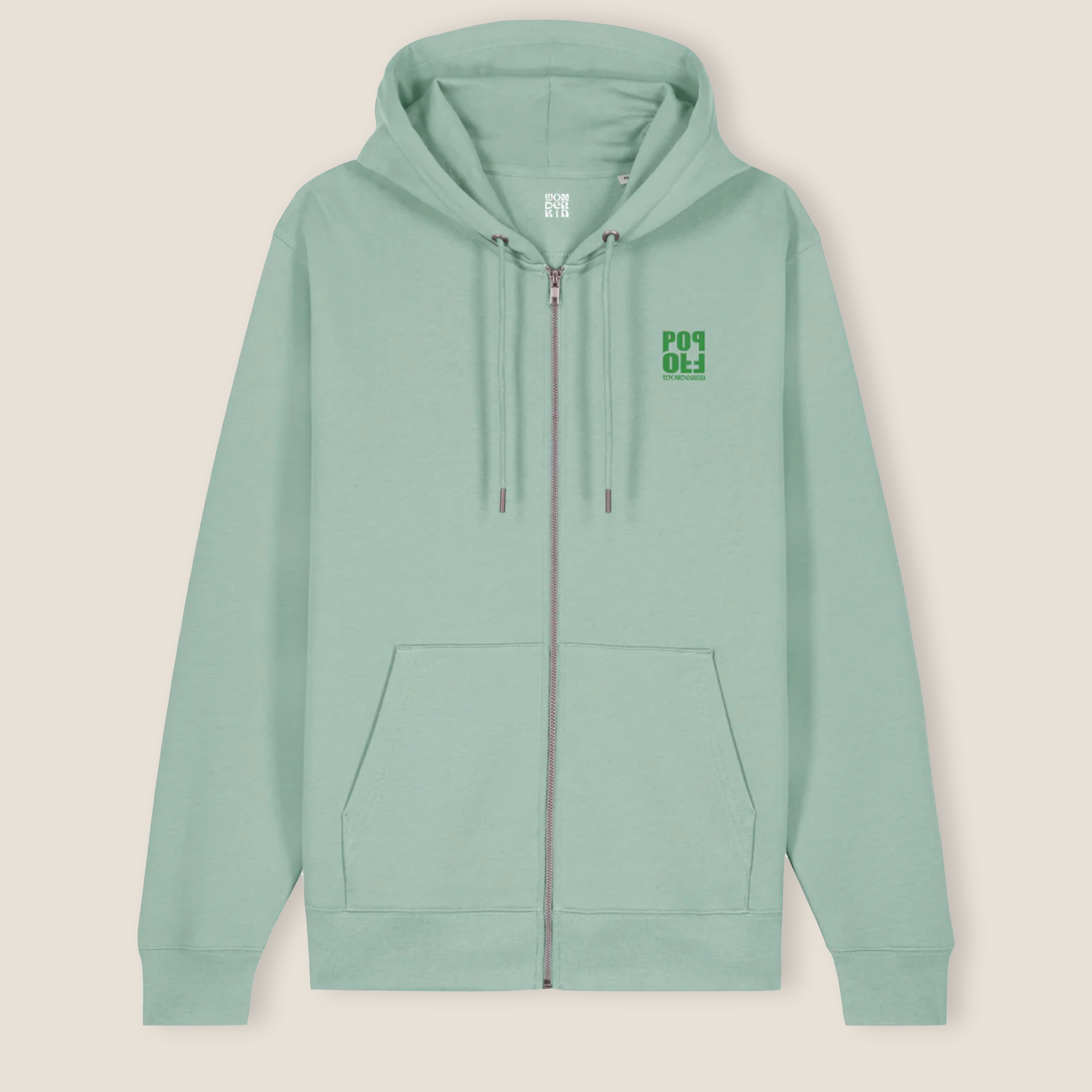 THE POP ZIP HOODIE 350 // aloe with green