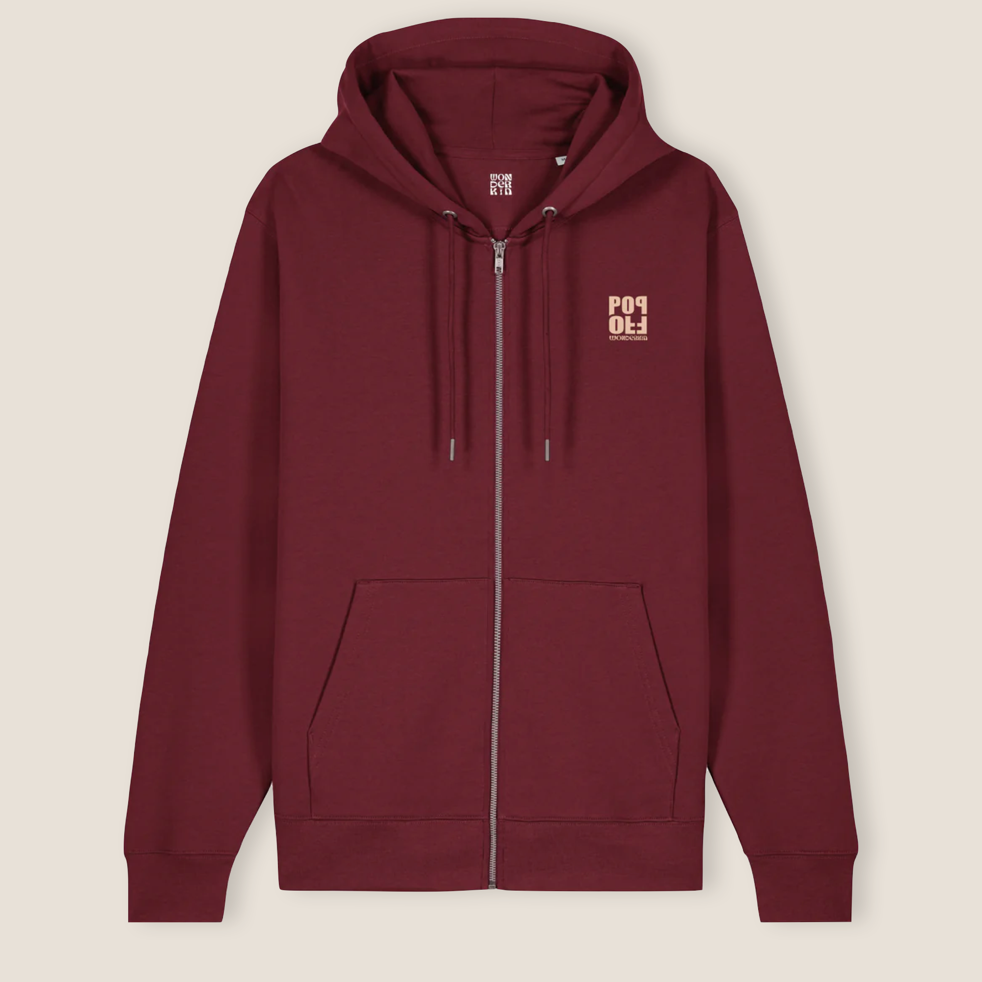 THE POP ZIP HOODIE 350 // burgundy with beige