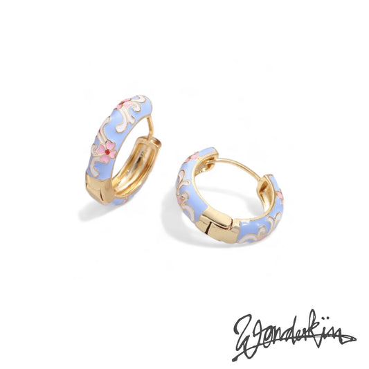 THE GOLD ENAMEL FLORAL EARRING // gold light blue pink red white