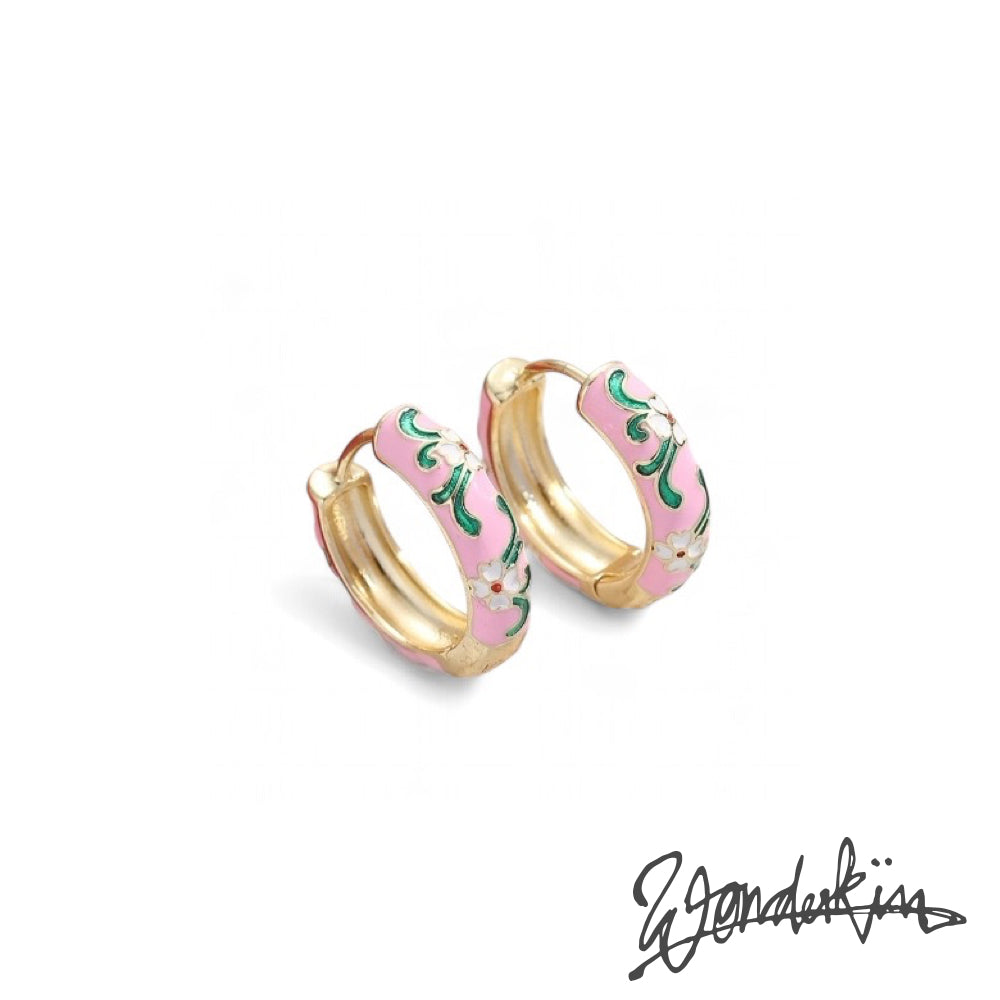 THE GOLD ENAMEL FLORAL EARRING // gold pink white green