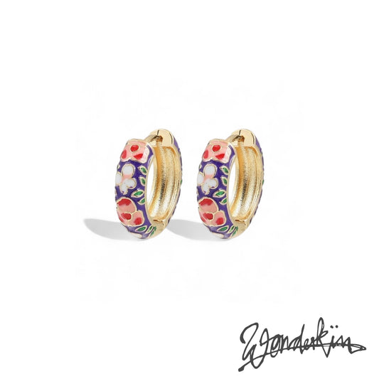 THE GOLD ENAMEL FLORAL EARRING // gold purple pink white red