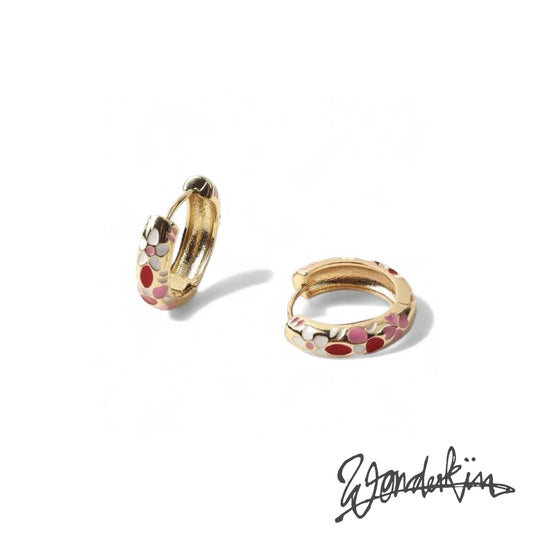 THE GOLD ENAMEL FLORAL EARRING // gold gold white pink red