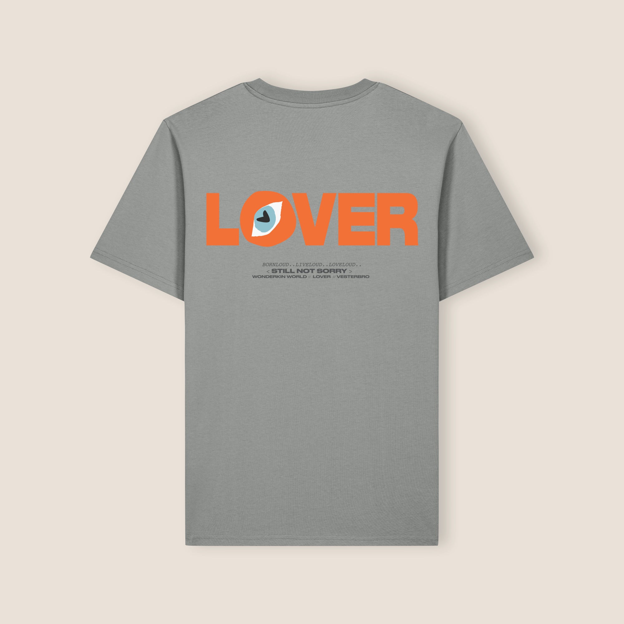 THE LOVER STATEMENT TEE 180 // misty grey & orange