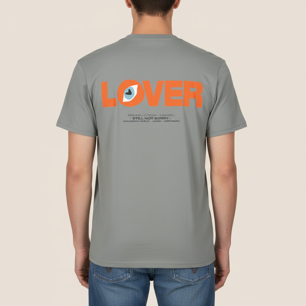 THE LOVER STATEMENT TEE 180 // misty grey & orange