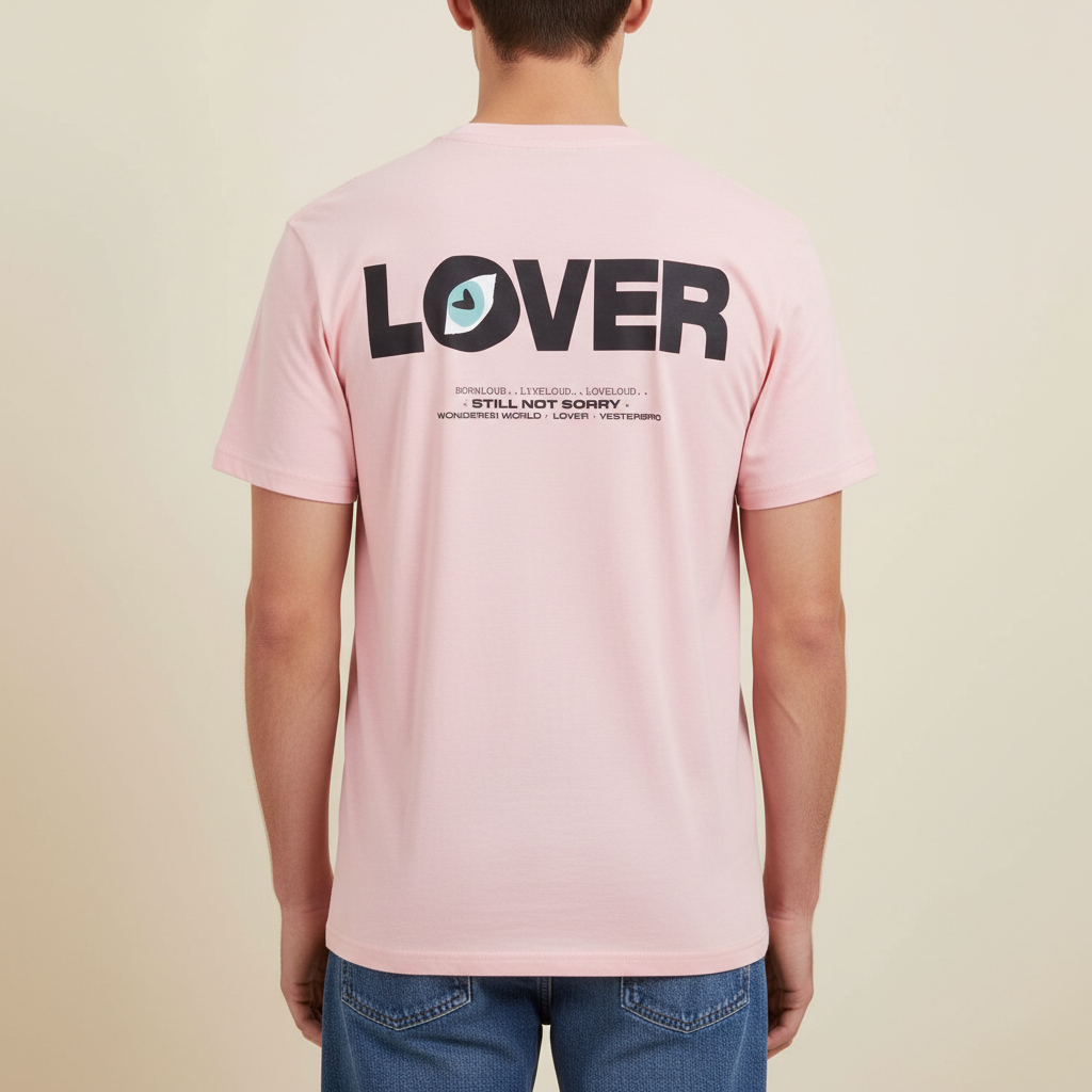 THE LOVER STATEMENT TEE 180 // cotton pink & faded black