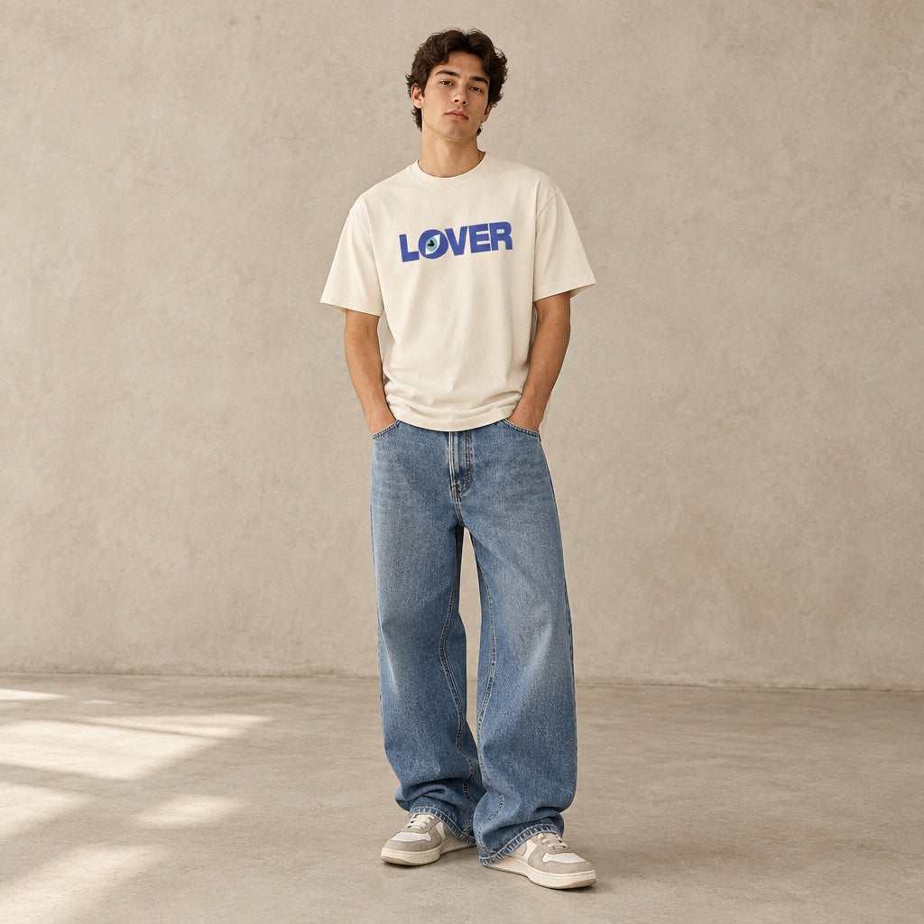 THE LOVER TEE 180 // natural raw & blue