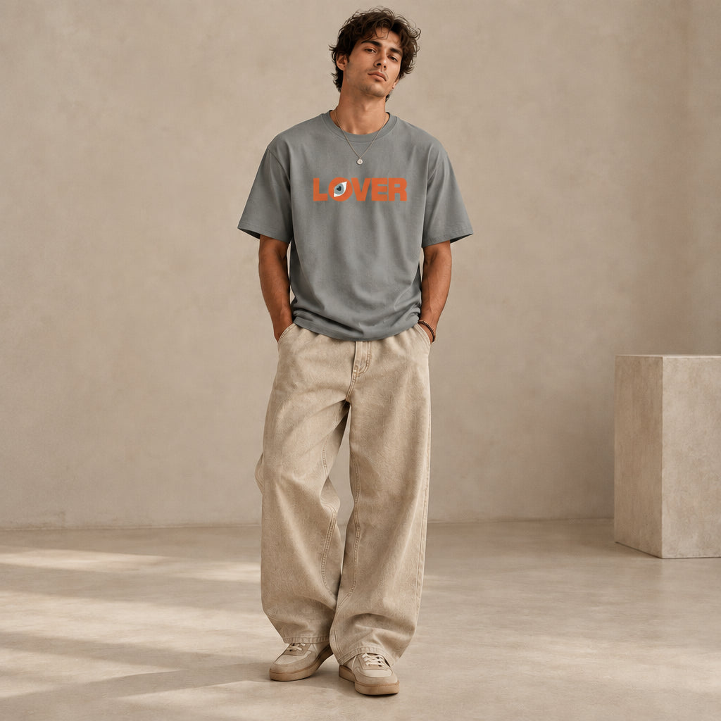 THE LOVER TEE 180 // misty grey & orange