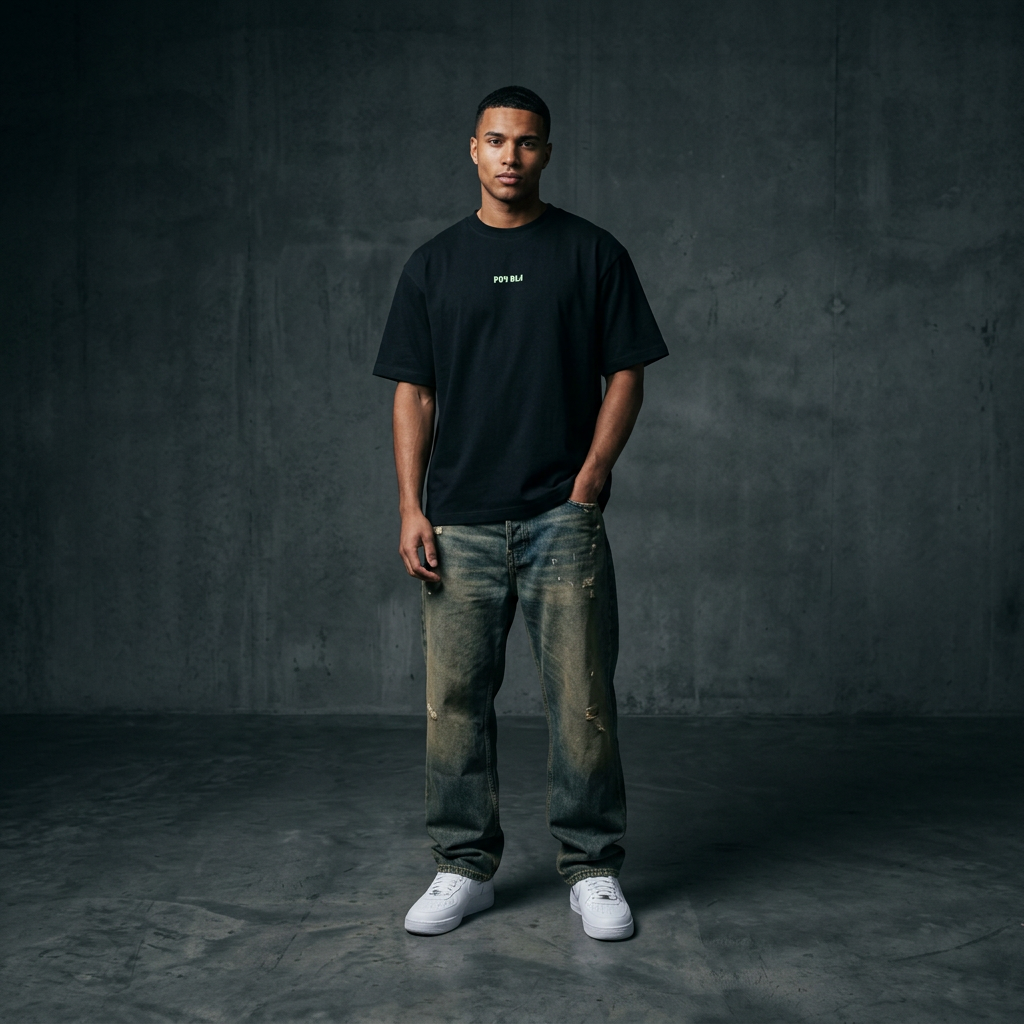 THE POP LOGO TEE 240  // black spectrum