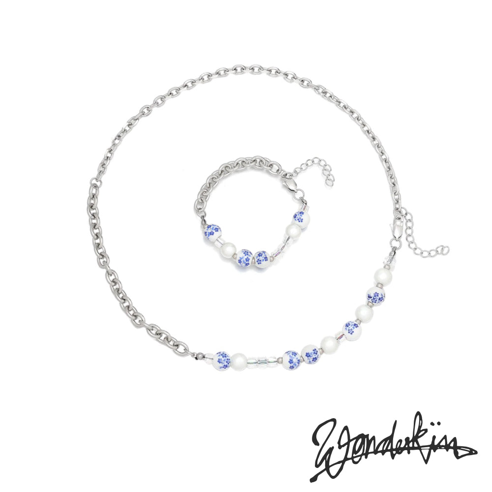 THE POP OFF PORCELAIN PEARL NECKLACE // silver white blue