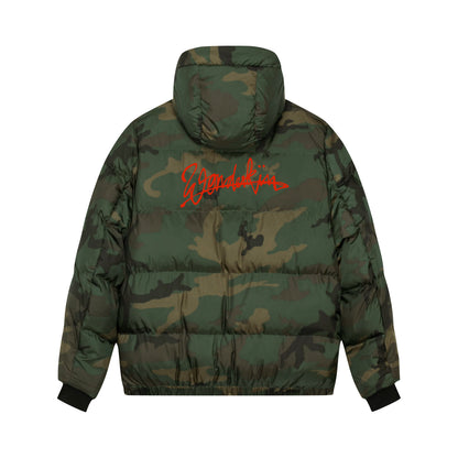 THE POP PUFFER // camo & red logo back