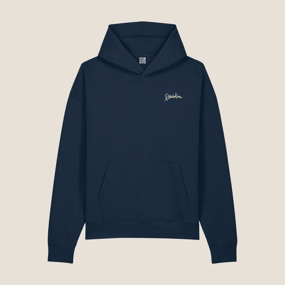 THE POP SIGNATURE HOODIE 280 // midnight blue & offwhite