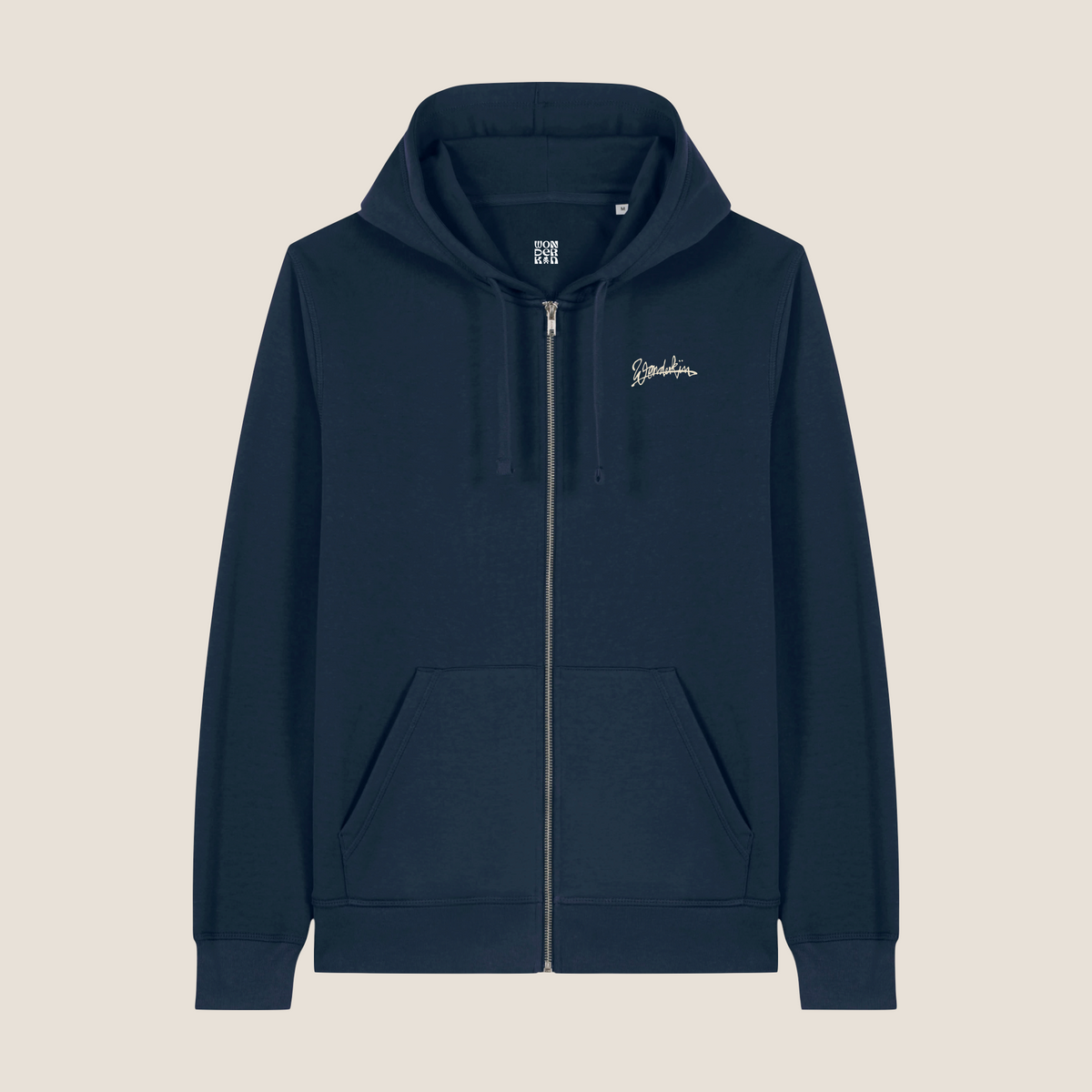THE POP SIGNATURE ZIP HOODIE 280 // midnight blue & offwhite