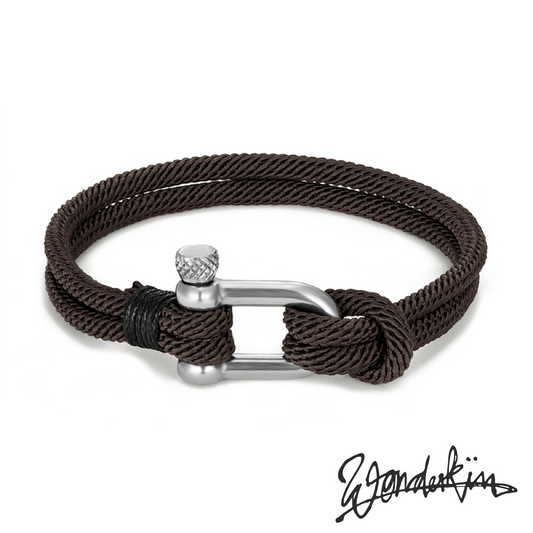 THE POP SILVER D BRACELET // dark brown