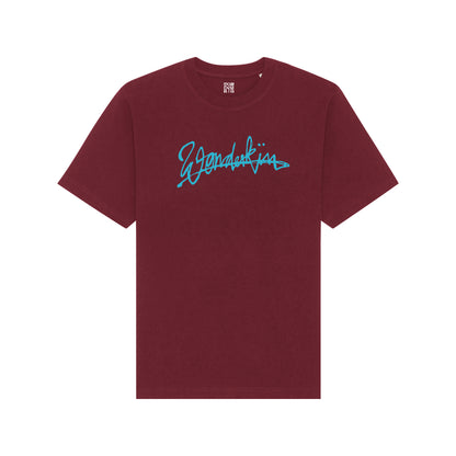 THE POP TEE 240 // burgundy with blue