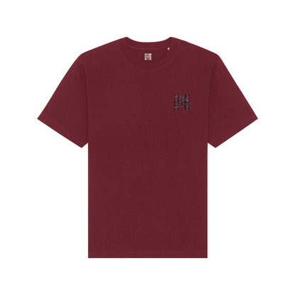 THE POP TEE 240  // burgundy with the family artwork