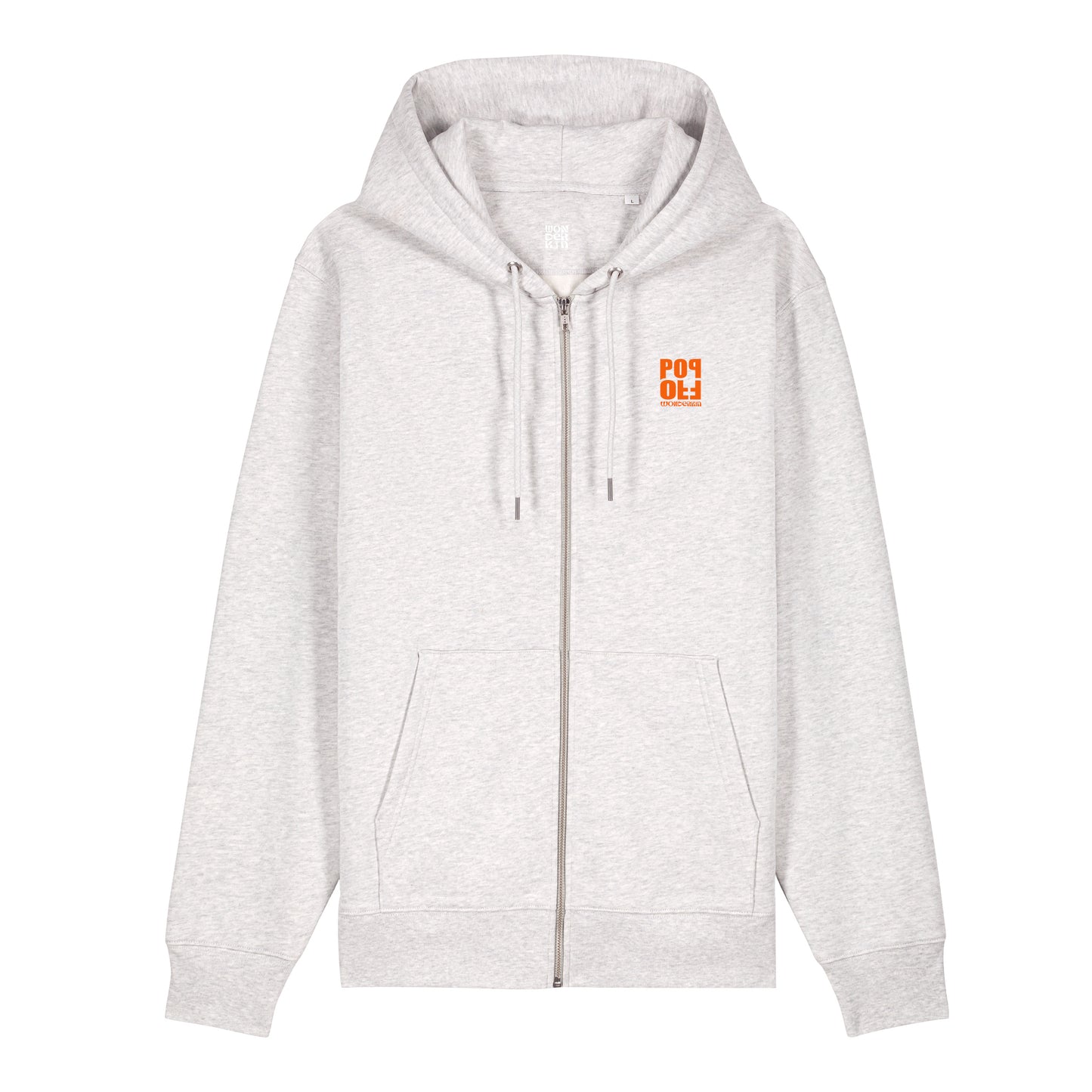 THE POP ZIP HOODIE 350 // cool heather grey with orange