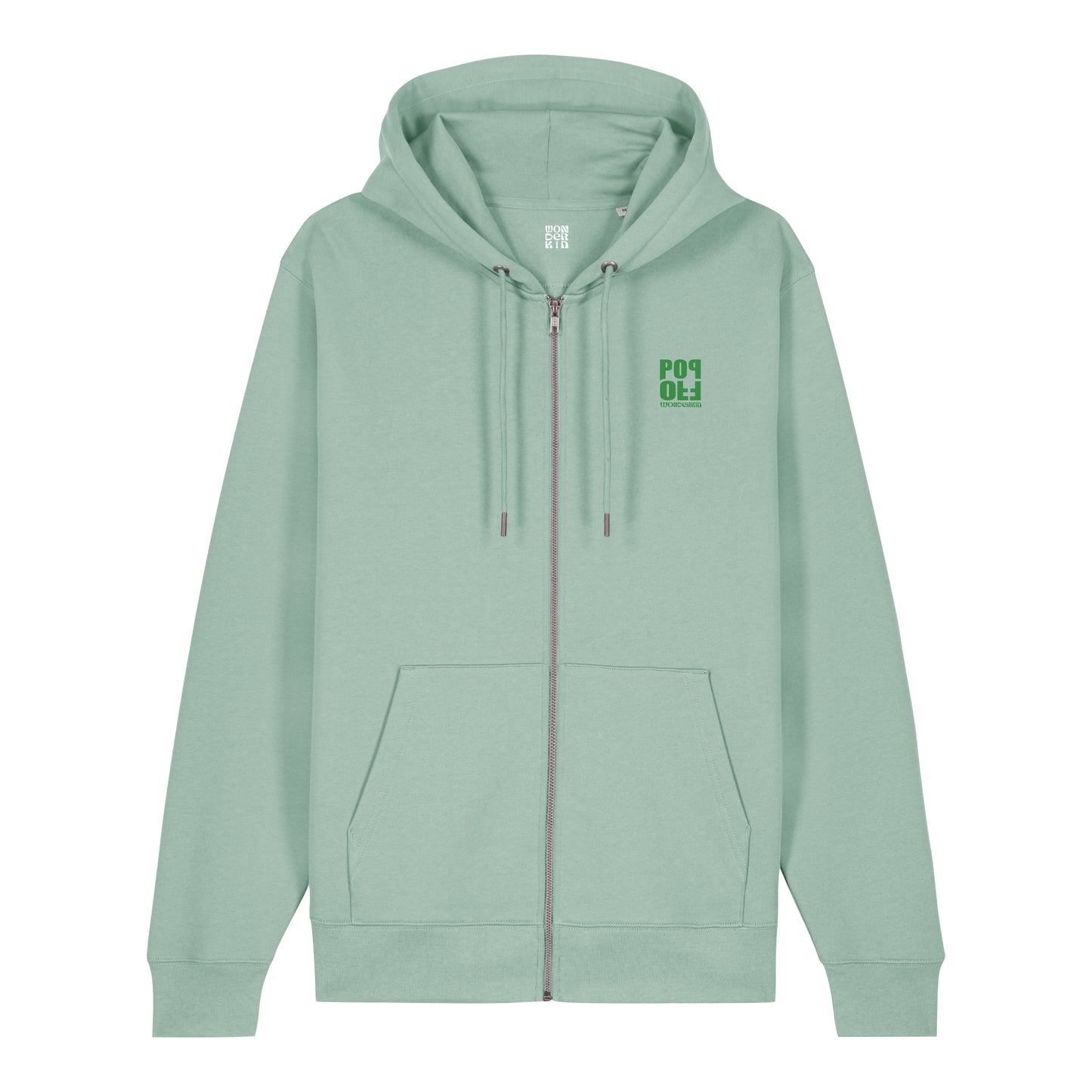 THE POP ZIP HOODIE 350 // aloe with green