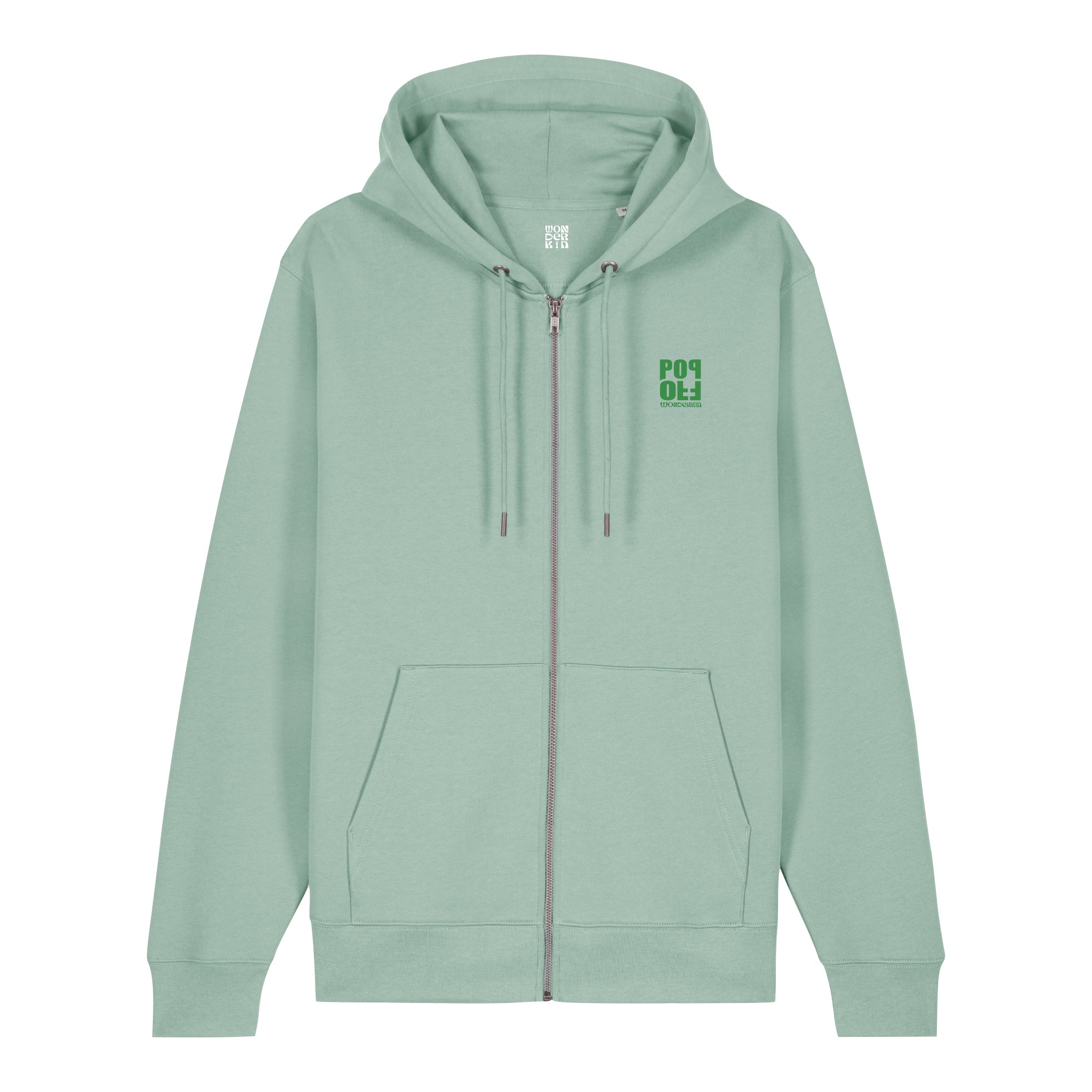 THE POP ZIP HOODIE 350 // aloe with green