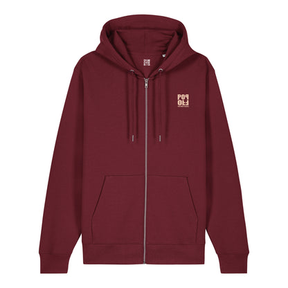 THE POP ZIP HOODIE 350 // burgundy with beige