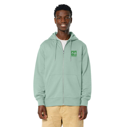 THE POP ZIP HOODIE 350 // aloe with green