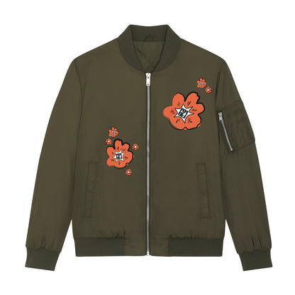 THE POWER POP BOMBER JACKET // forrest green & orange