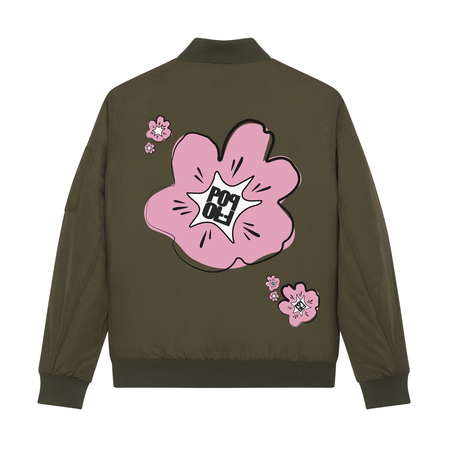 THE POWER POP BOMBER JACKET // forrest green & pink