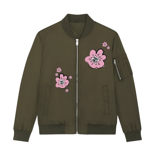 THE POWER POP BOMBER JACKET // forrest green & pink