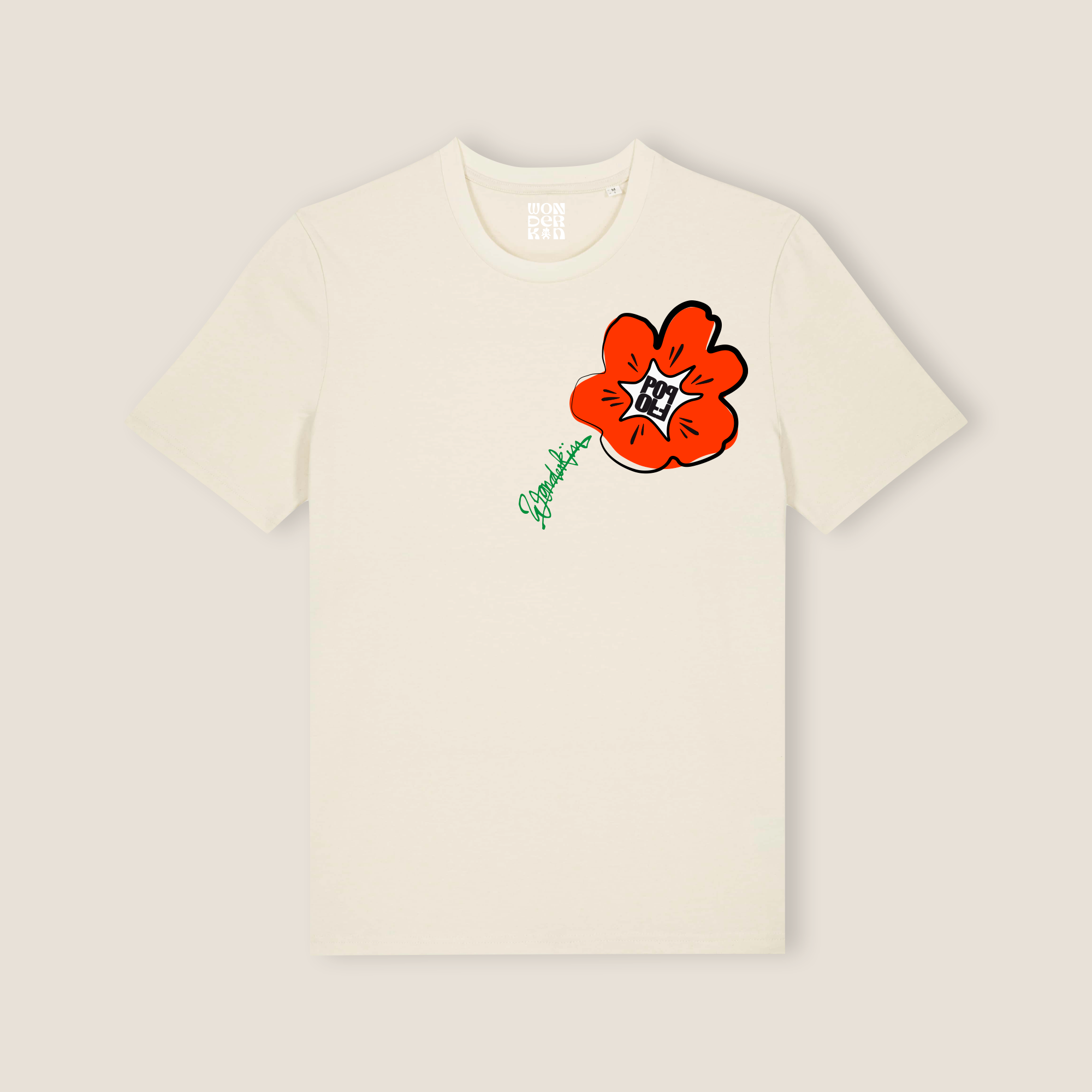 THE POWER POP SIGNATURE TEE 180 // natural orange green
