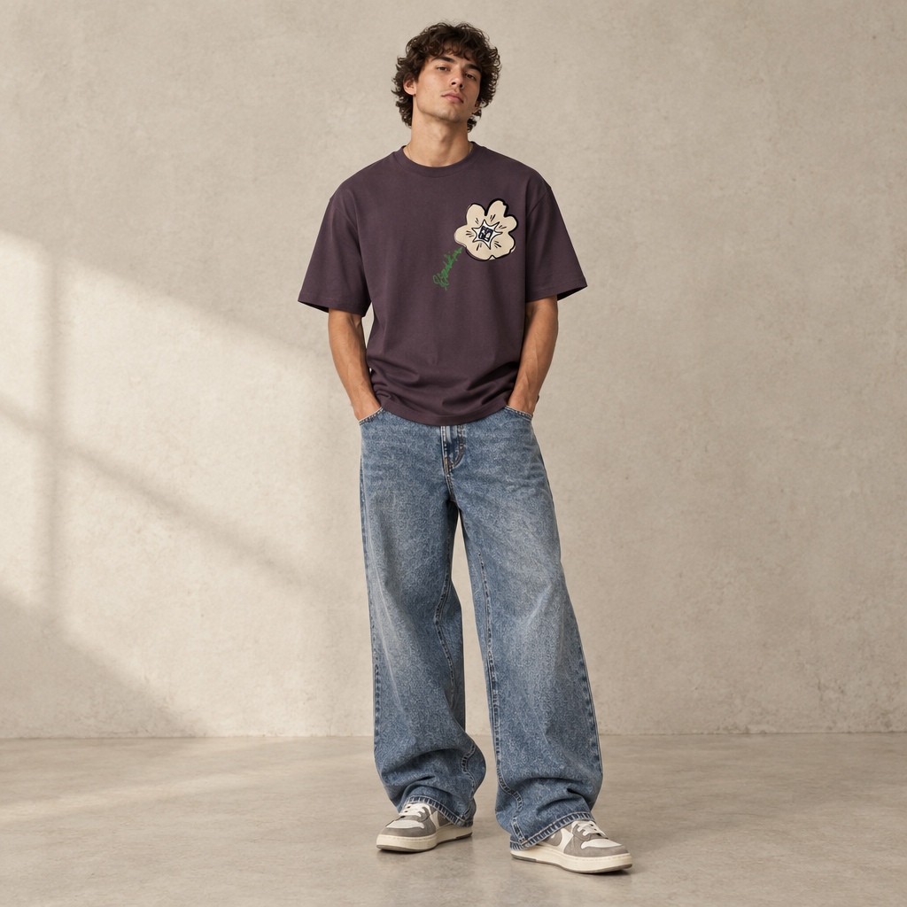 THE POWER POP SIGNATURE TEE 180 // eggplant powder green