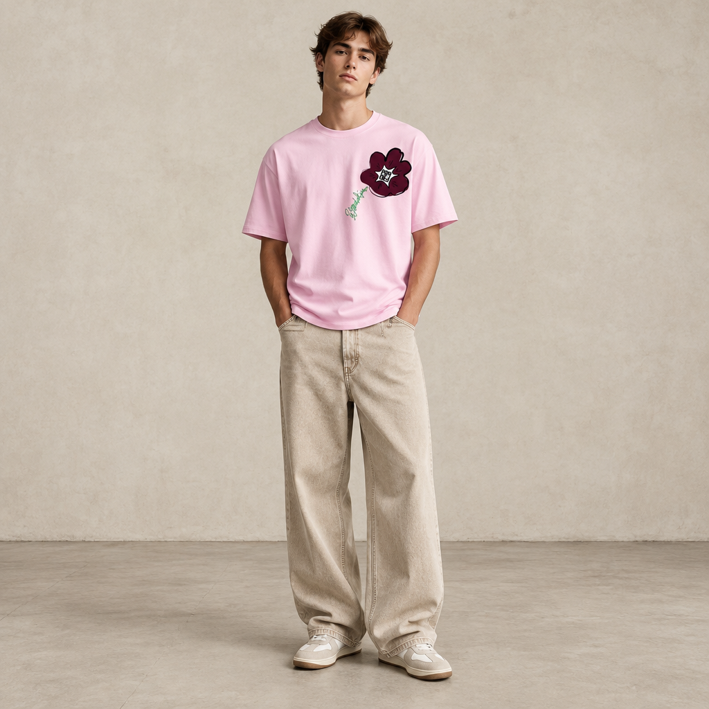 THE POWER POP SIGNATURE TEE 180 // light pink burgundy green