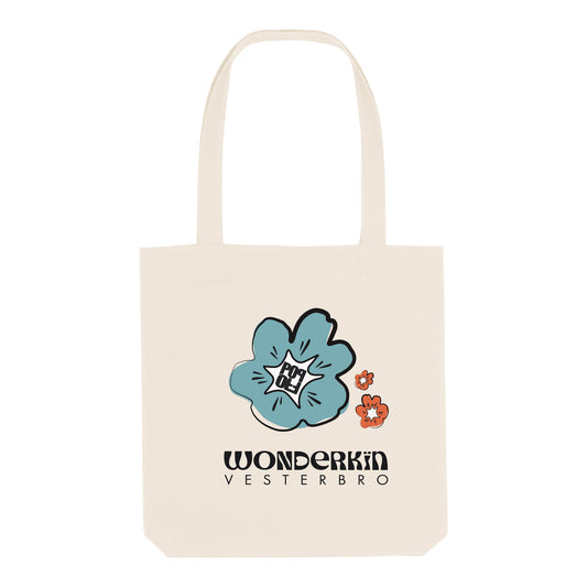 THE POWER POP TOTE BAG // light blue orange black