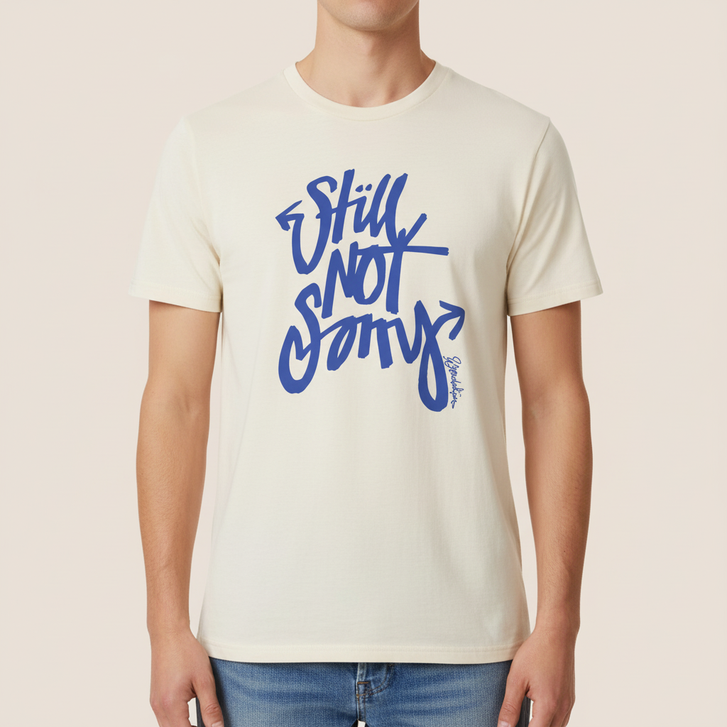 THE STILL NOT SORRY TEE 180 // natural raw & blue