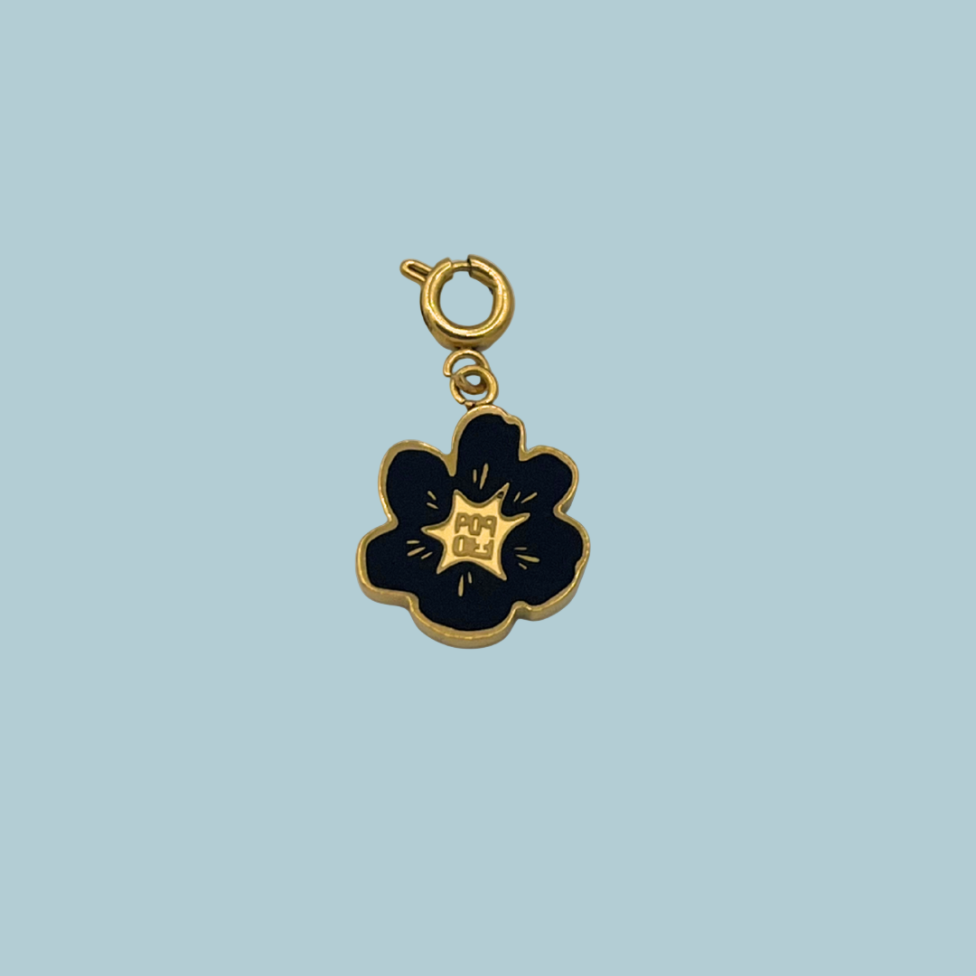 THE POP BLOOM // Gold plated & Black Enamel