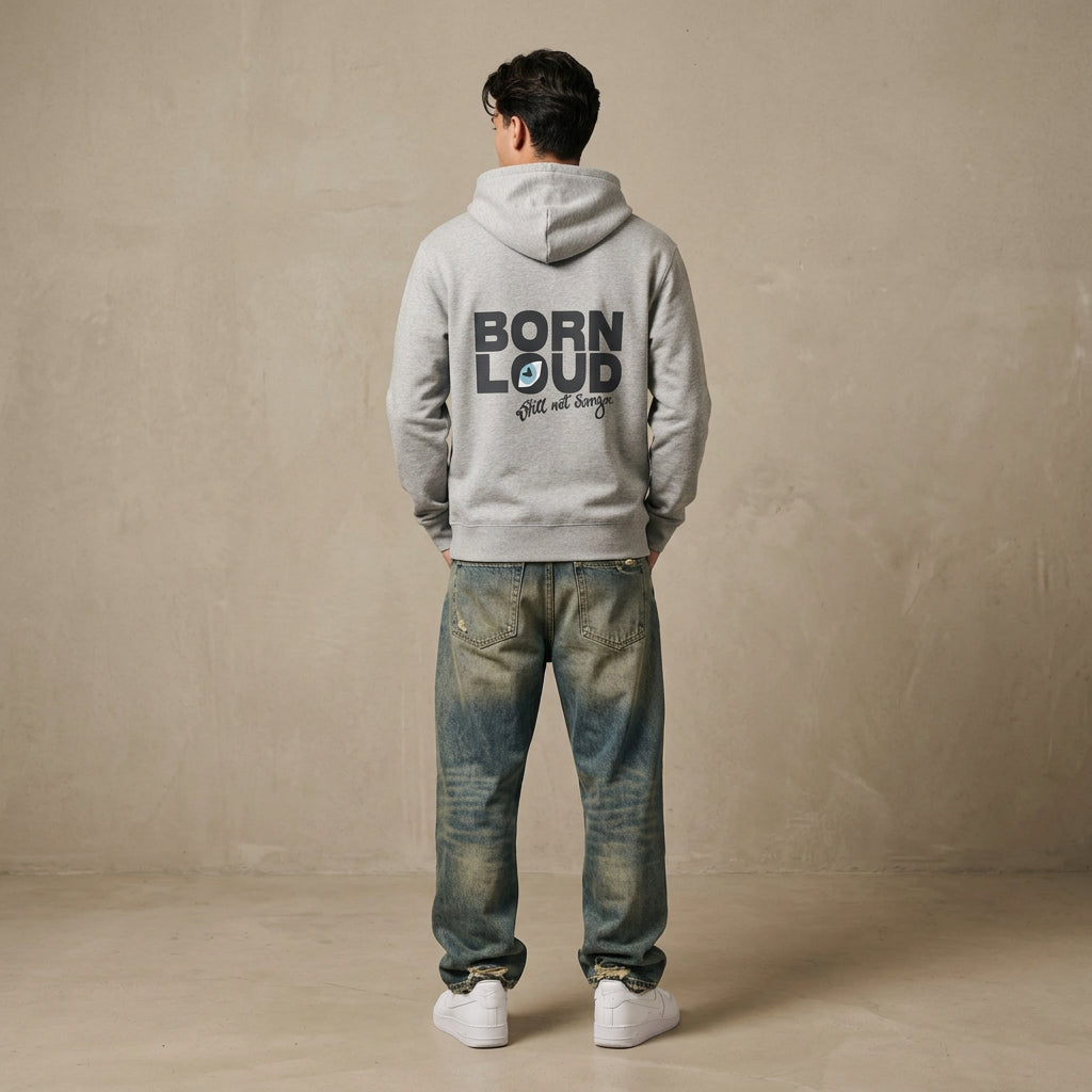 THE BLSNS HOODIE 350 // light grey & faded black