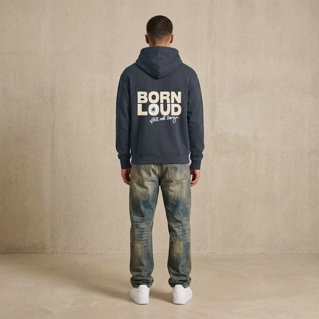 THE BLSNS HOODIE 350 // india ink & off white