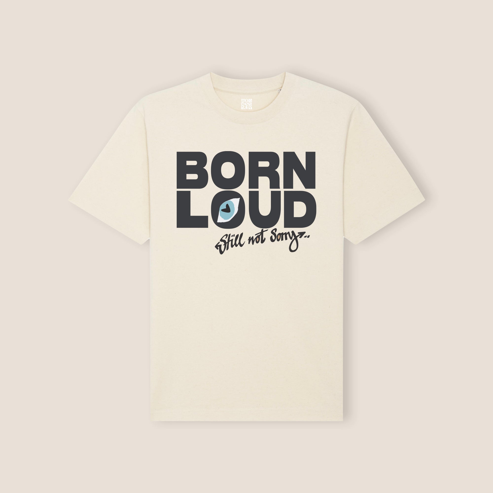 THE BORN LOUD.STILL NOT SORRY TEE 240 // off white & faded black