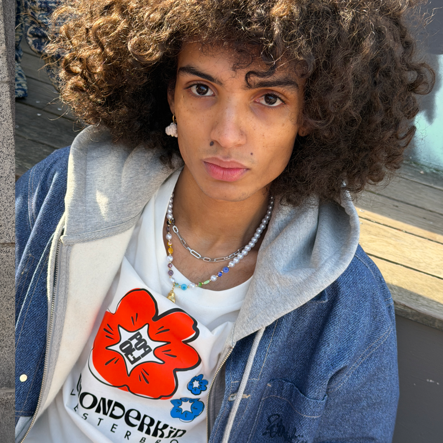 THE POWER POP TEE 180 // off white & orange blue black