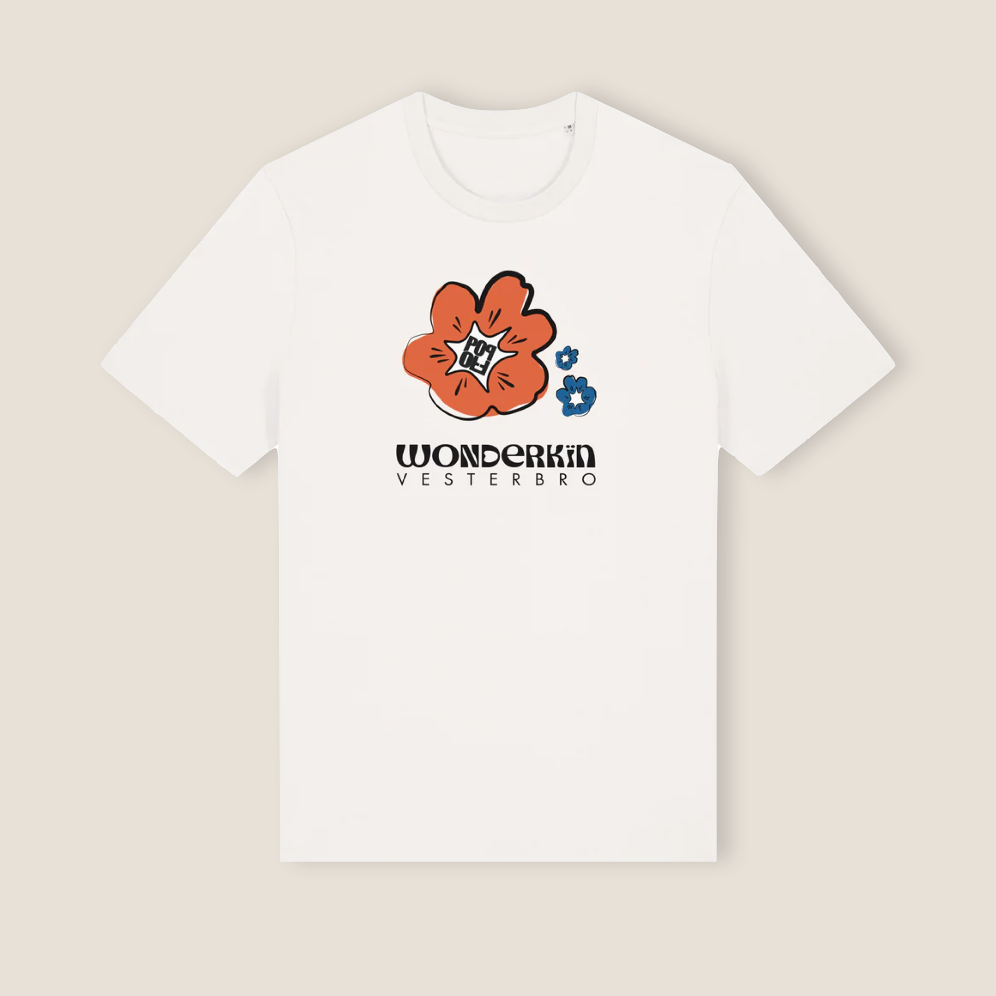 THE POWER POP TEE 180 // off white & orange blue black