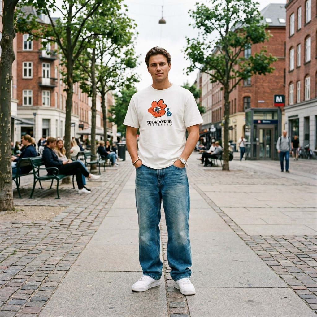 THE POWER POP TEE 180 // off white & orange blue black
